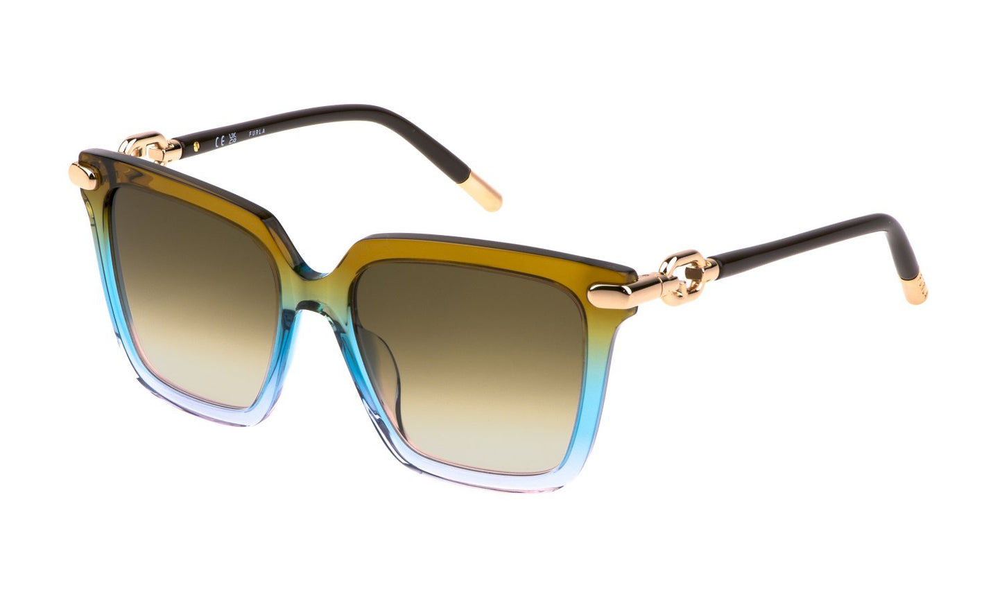 Sonnenbrille Furla - Sfu713 - sunglasses furla - Farbe: 0C44 - GREEN GRAD. AZURE