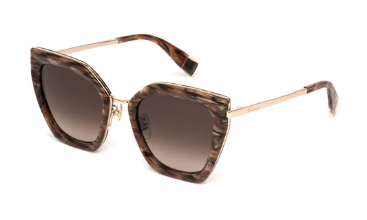 Sonnenbrille FURLA - Sfu821 - sunglasses furla - Farbe: 07HL - SHINY BROWN STRIPED HAVANA